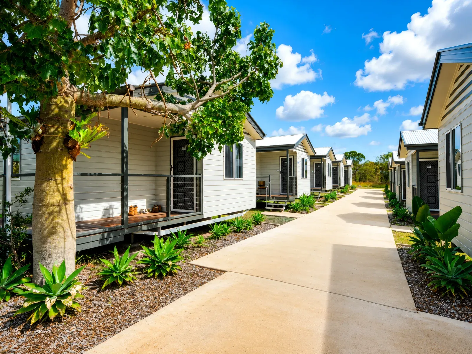 Cabin row & pathway